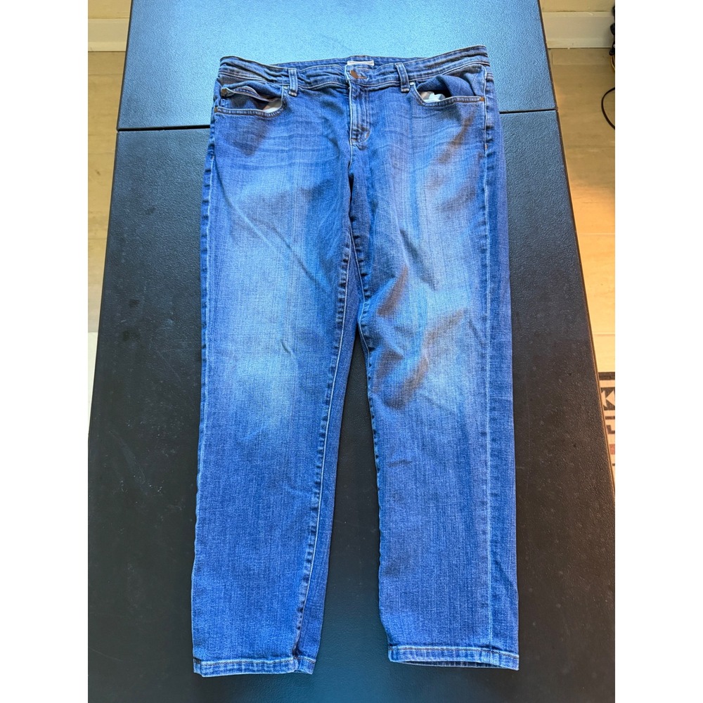 Eileen Fisher Organic Cotton Stretch Straight Leg Jeans Blue Medium Wash 14